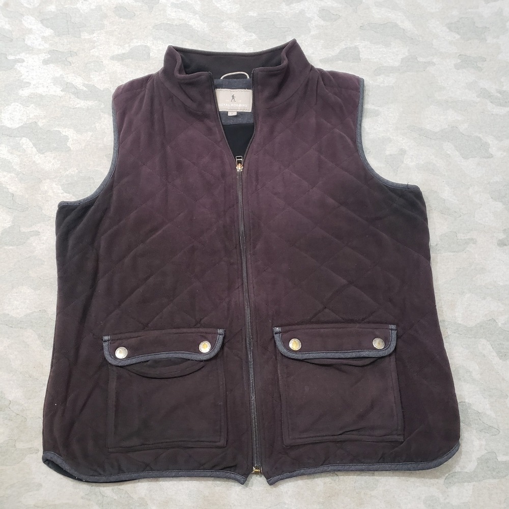 Royal Robbins Vest Womens Large Gray Quilted Fleece Full Zip Outdoor Hiking